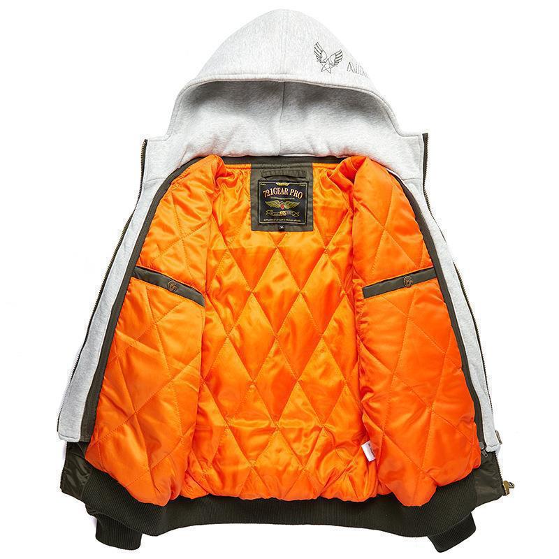 Men's bomber jacket with removable hood inner lining and quilted thermal insulation Chichicherry