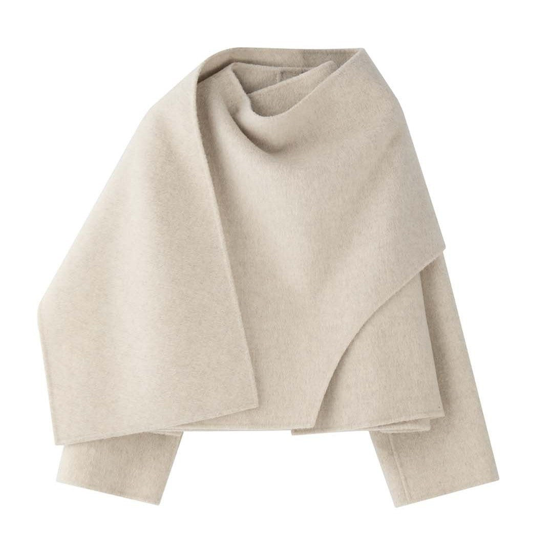 Women's Cape Coat with Asymmetrical Overlay and Wool Blend Chichicherry