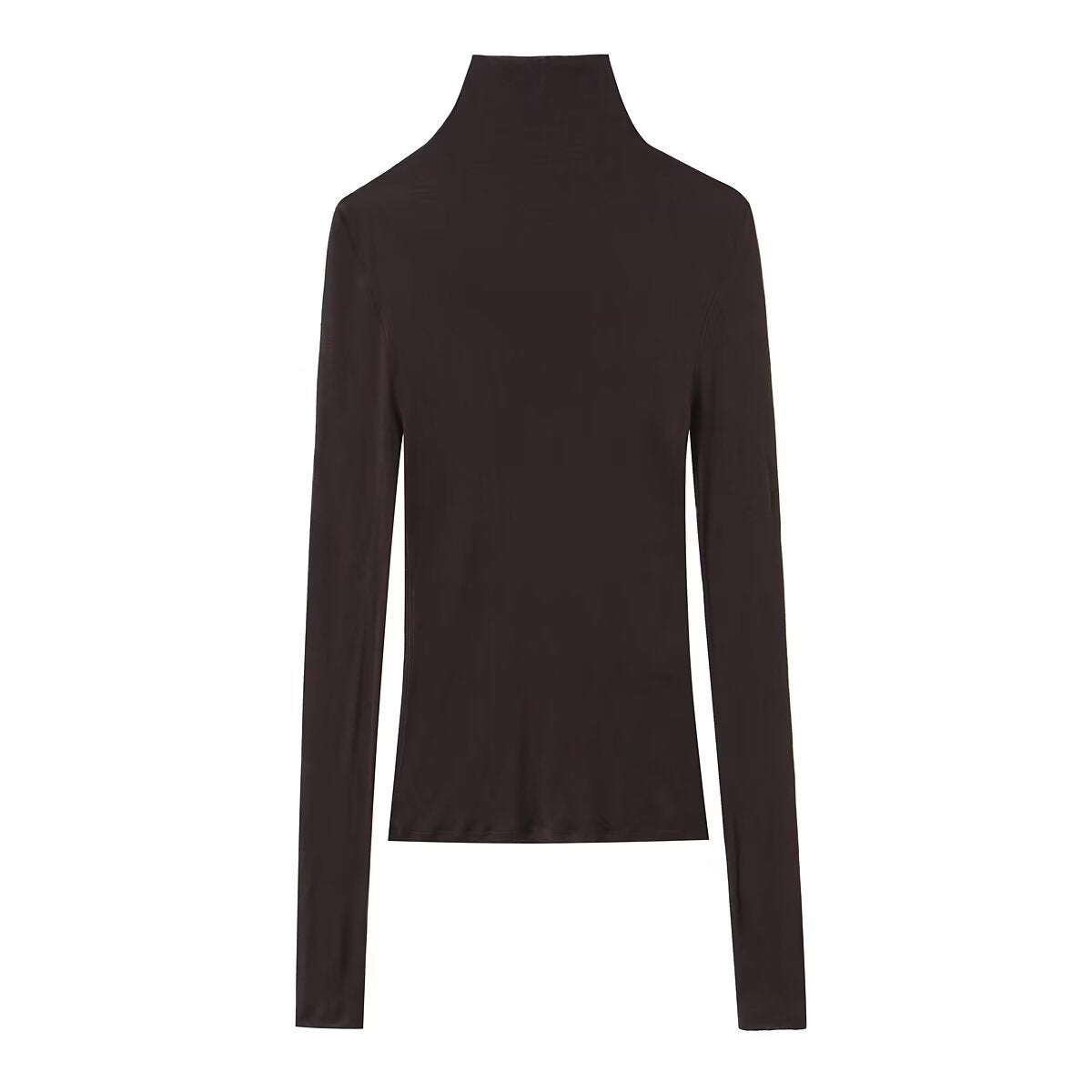 Women Slim Fit Long Sleeve Top with High Roll Neck and Stretch Jersey Chichicherry