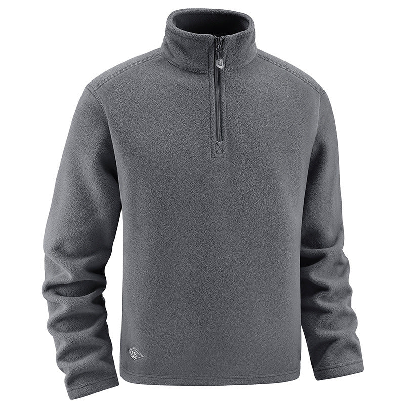 Men's fleece pullover with troyer collar and half zipper made of soft microfleece Chichicherry