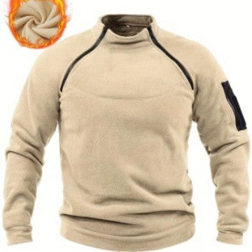 Men's Thermo-Tactical Sweatshirt with Fleece Lining, Zip Shoulders & Arm Pocket Chichicherry