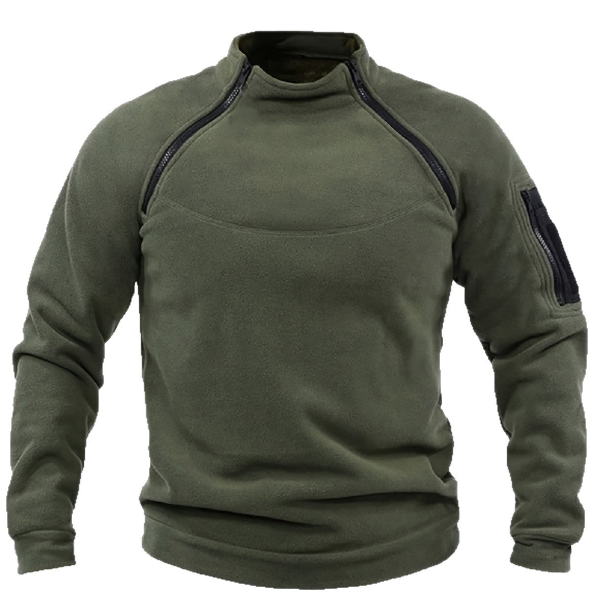 Men's Thermal Fleece Pullover with Shoulder Zippers & Arm Pocket Chichicherry