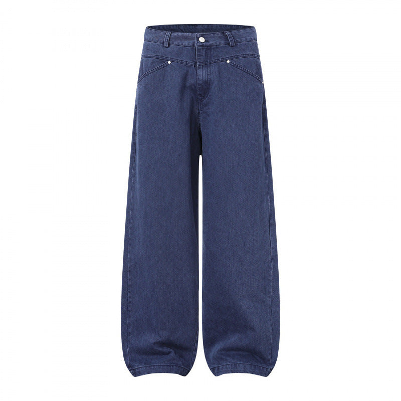 Women's Wide Highwaist Balloon Jeans in sturdy denim with elastic ankle hem Chichicherry