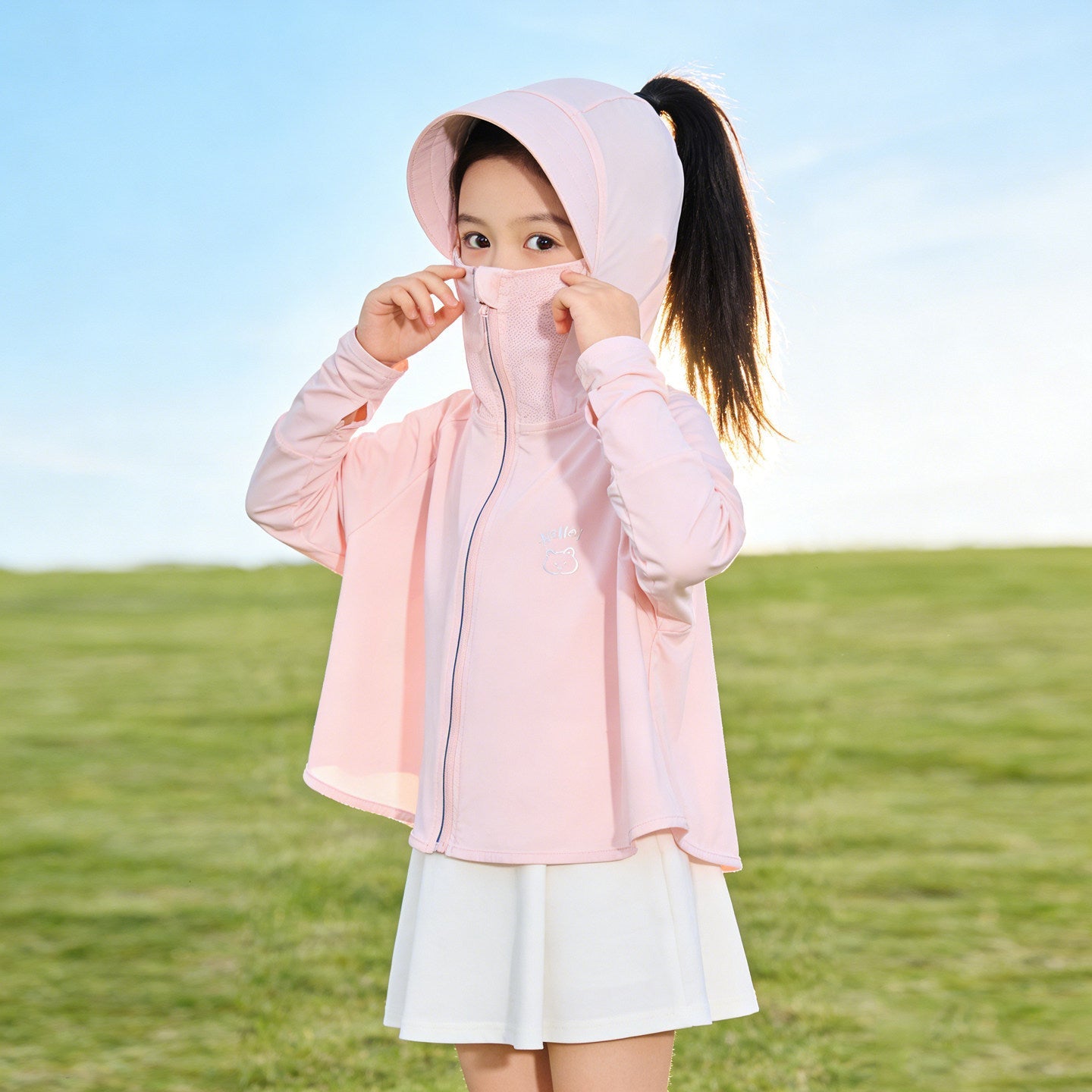 Girl multifunctional sun protection jacket with hood Chichicherry
