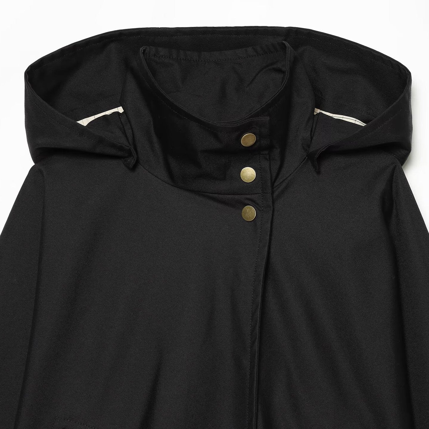 Ladies Short Water-Repellent Hooded Jacket with Snap Button Placket and Patch Pockets Chichicherry