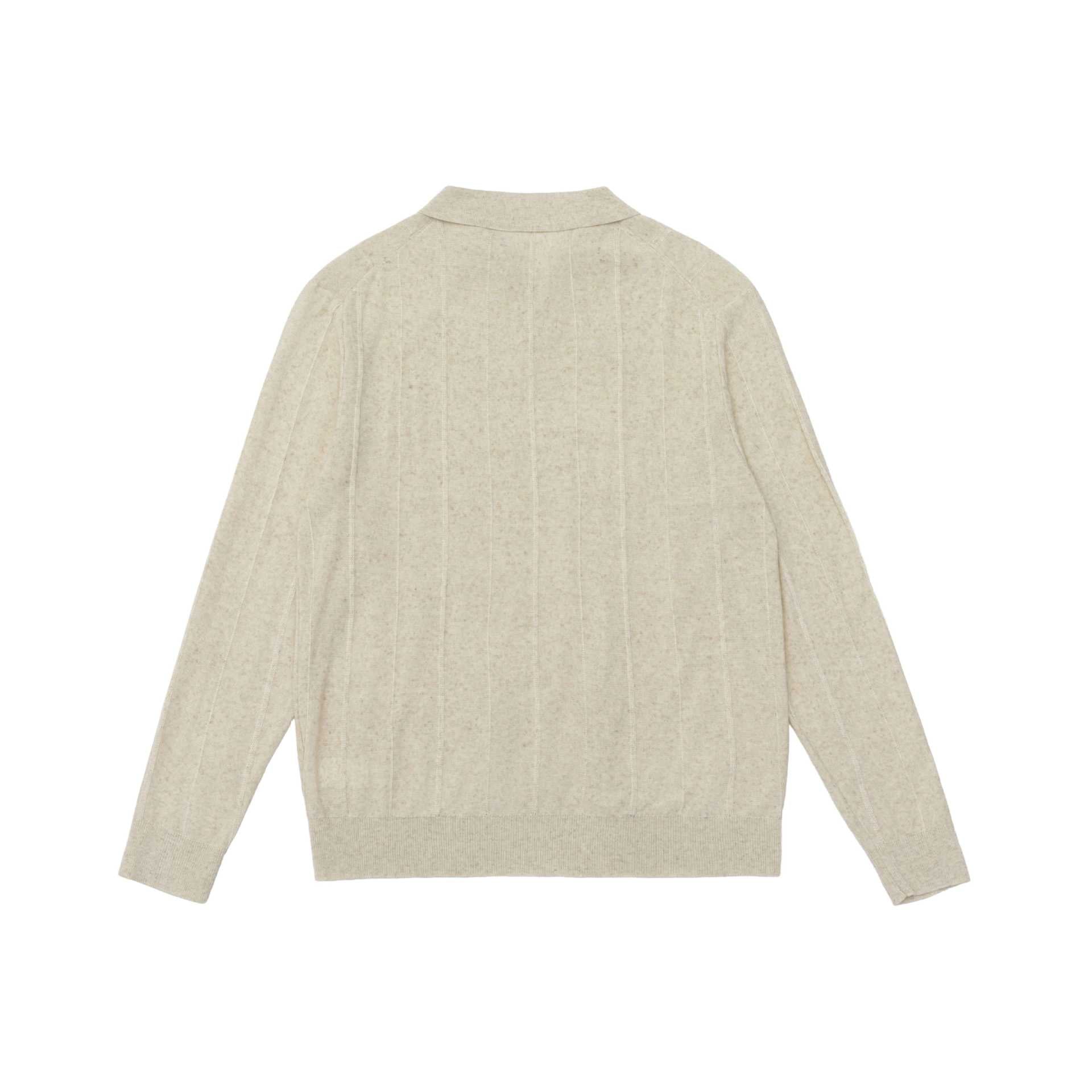 Unisex fine-structured polo sweater with vertical ribbed texture and ribbed hem Chichicherry