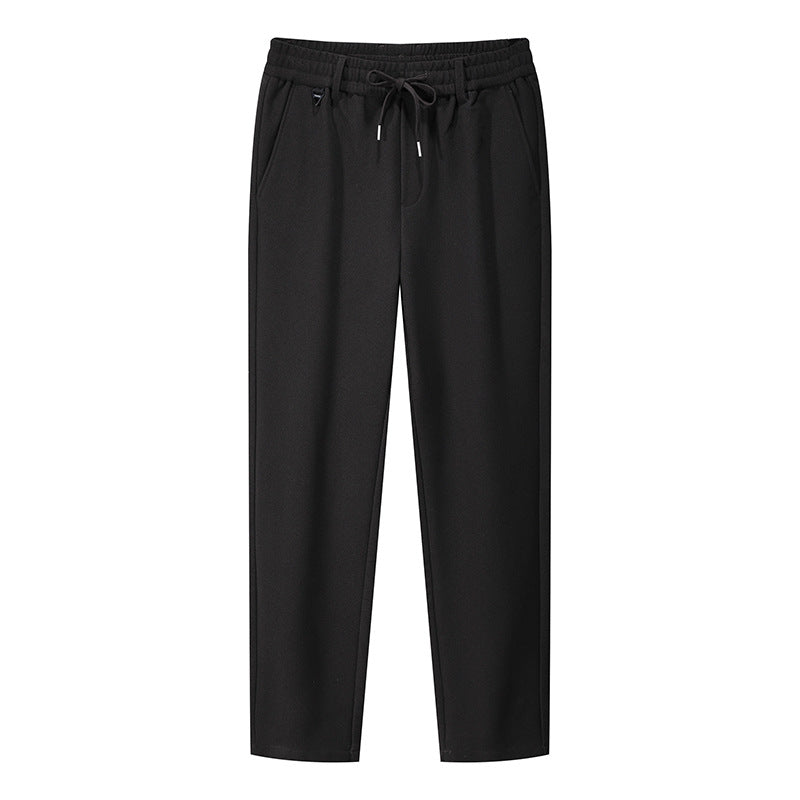 Men's Casual Jogging Pants with Straight Cut, Elastic Waistband, and Turned-Up Hem Chichicherry