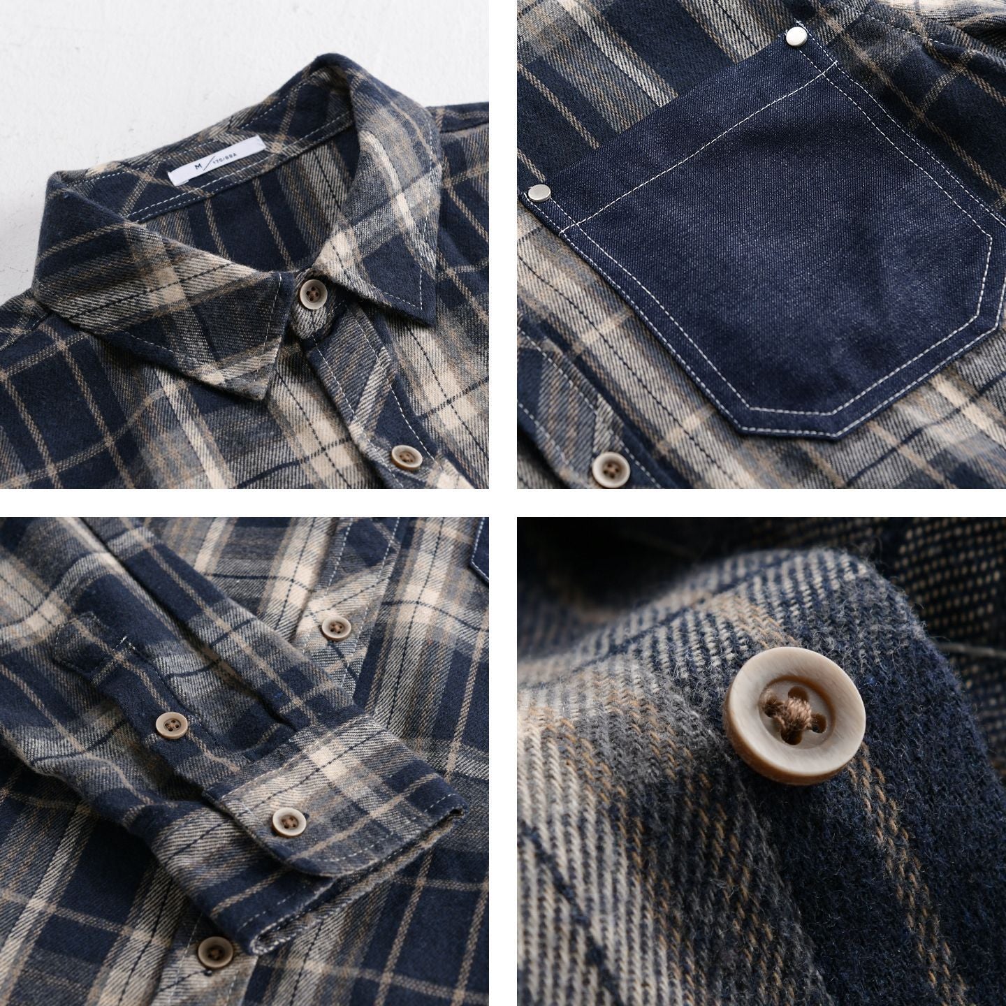 Men's checkered flannel overshirt in relaxed-fit with contrasting chest pocket Chichicherry