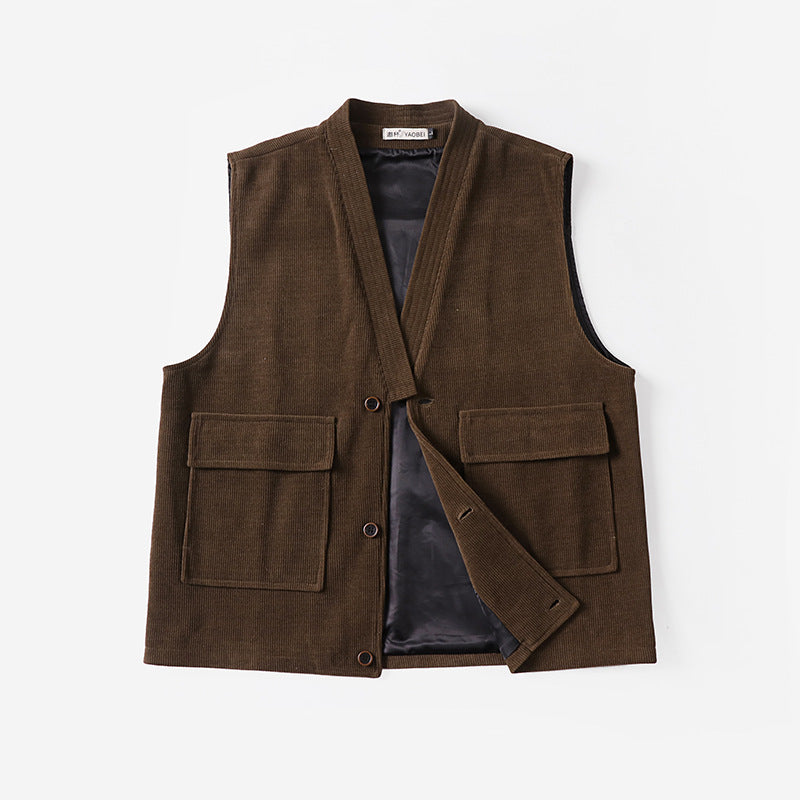 Men's fine cord waistcoat with patch pockets and satin lining Chichicherry