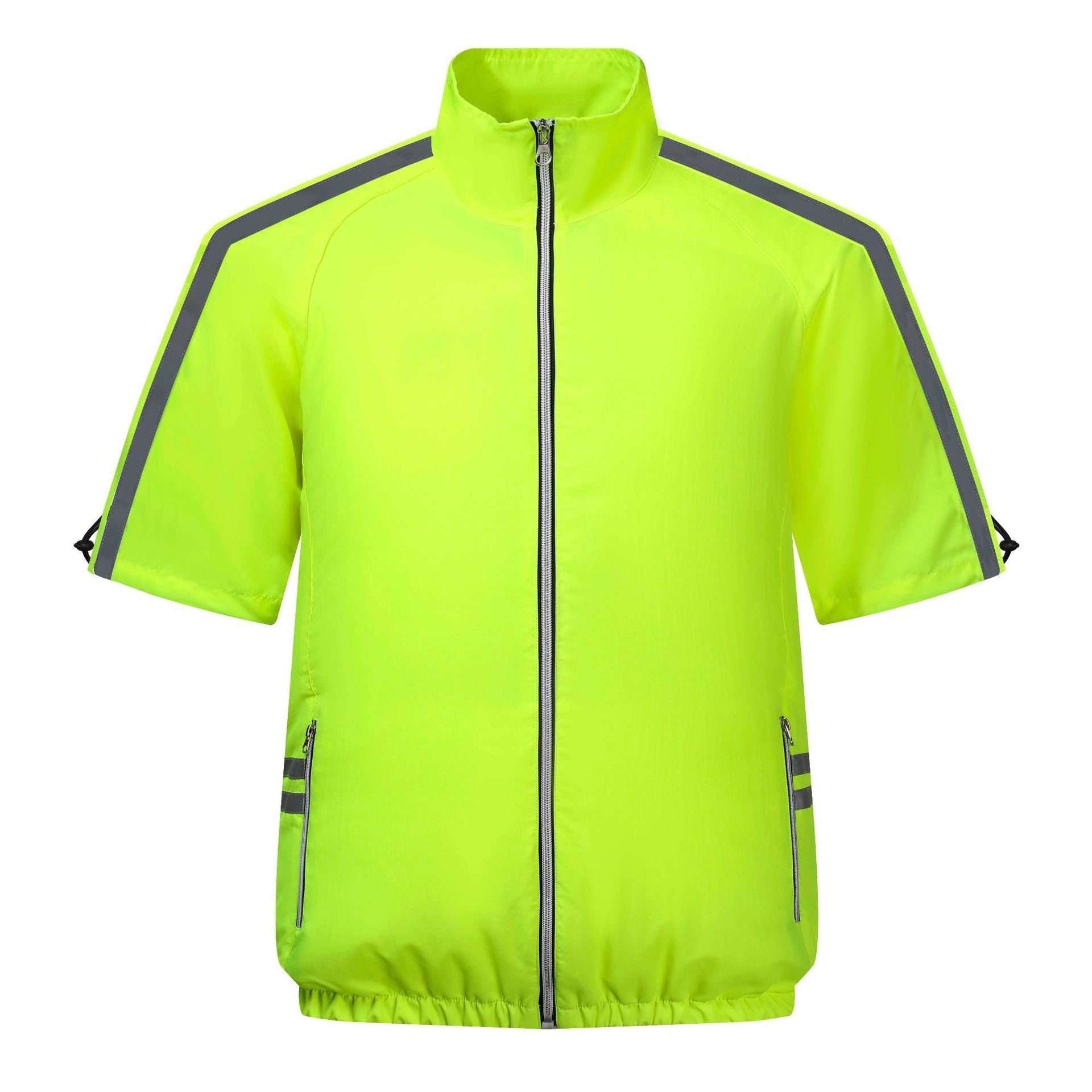 Unisex nan short-sleeve safety vest with reflective stripes and full-length zipper Chichicherry