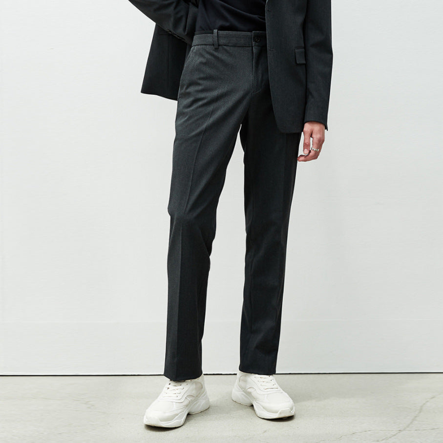 Men's Elegant Straight Cut Suit Trousers with Fold and Straight Leg Chichicherry
