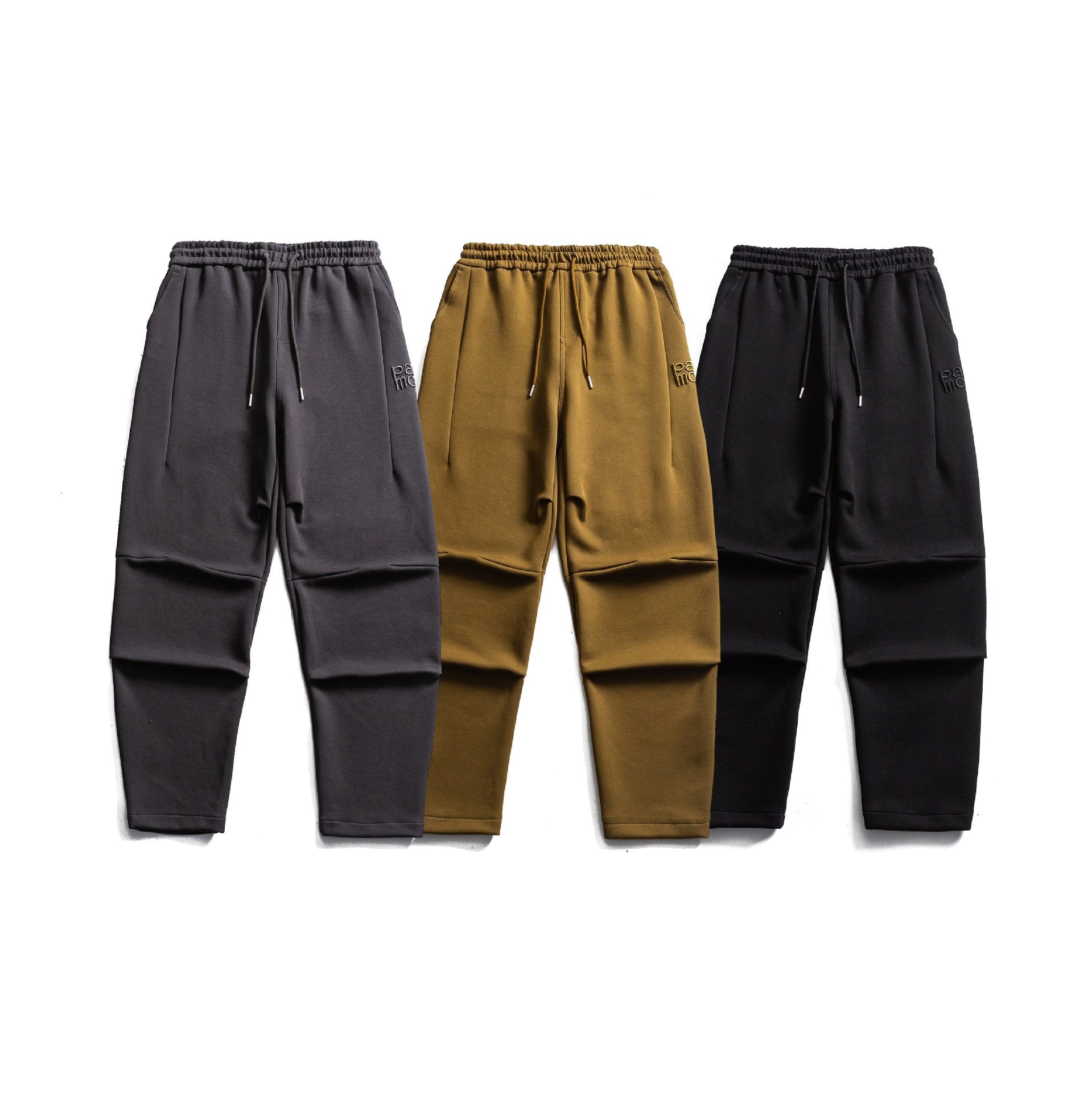 Men's Tapered Jogging Pants with Elastic Waistband and Knee Panels Chichicherry