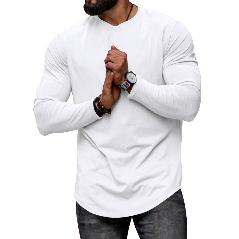 Men's long-sleeve shirt with extended round hem and slim fit made of elastic functional jersey Chichicherry