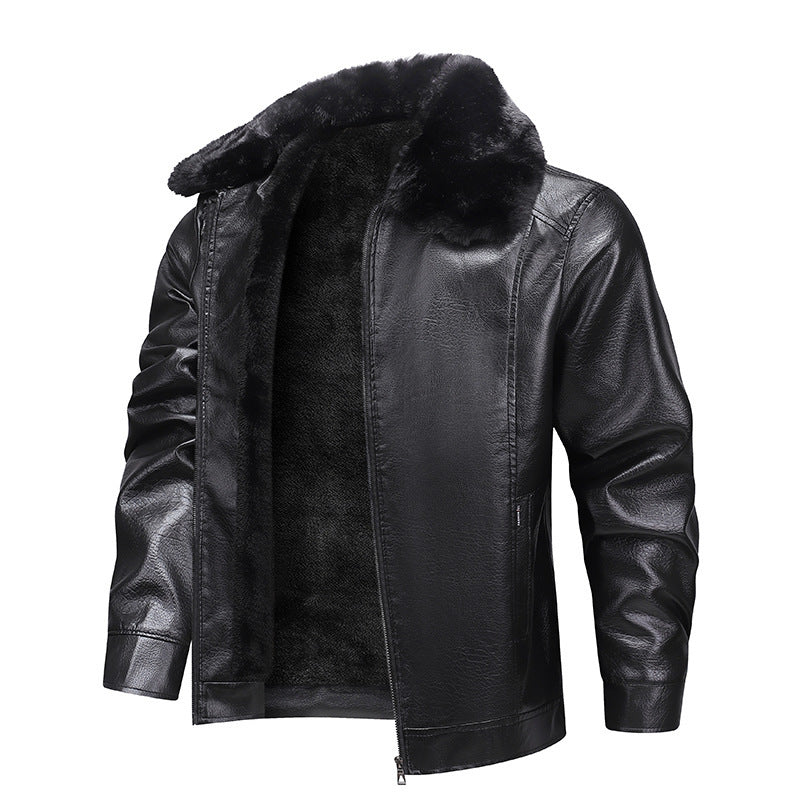 Men's faux leather pilot jacket with full teddy lining and distinctive fur collar Chichicherry