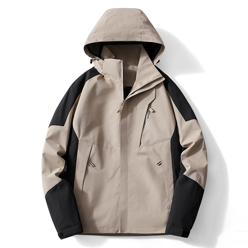 Men's Colorblock Softshell Trekker Jacket with Hood, Concealed Zippers and Side Pockets Chichicherry
