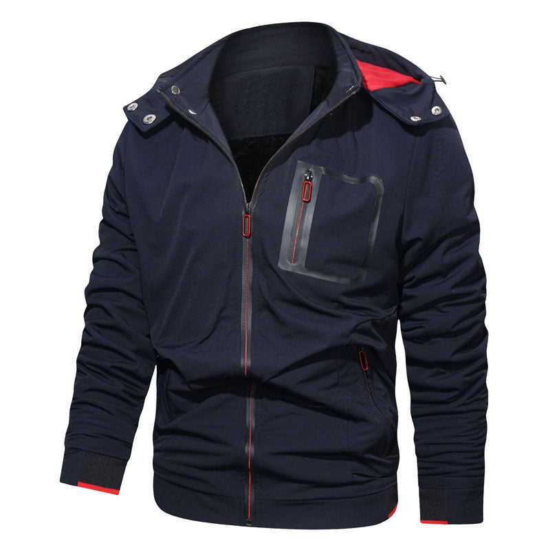 Men's softshell hoodie jacket with waterproof zip pockets and fleece-lined collar Chichicherry