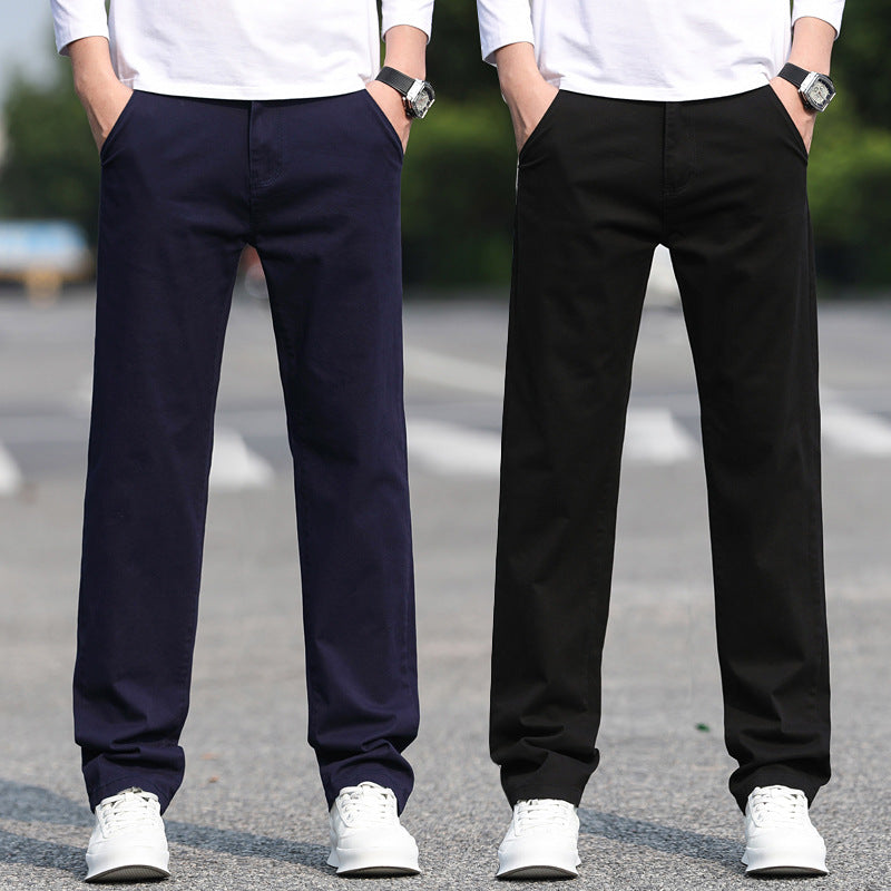 Men's Slim Fit Stretch Pants with Elastic Waistband and Straight Leg Chichicherry