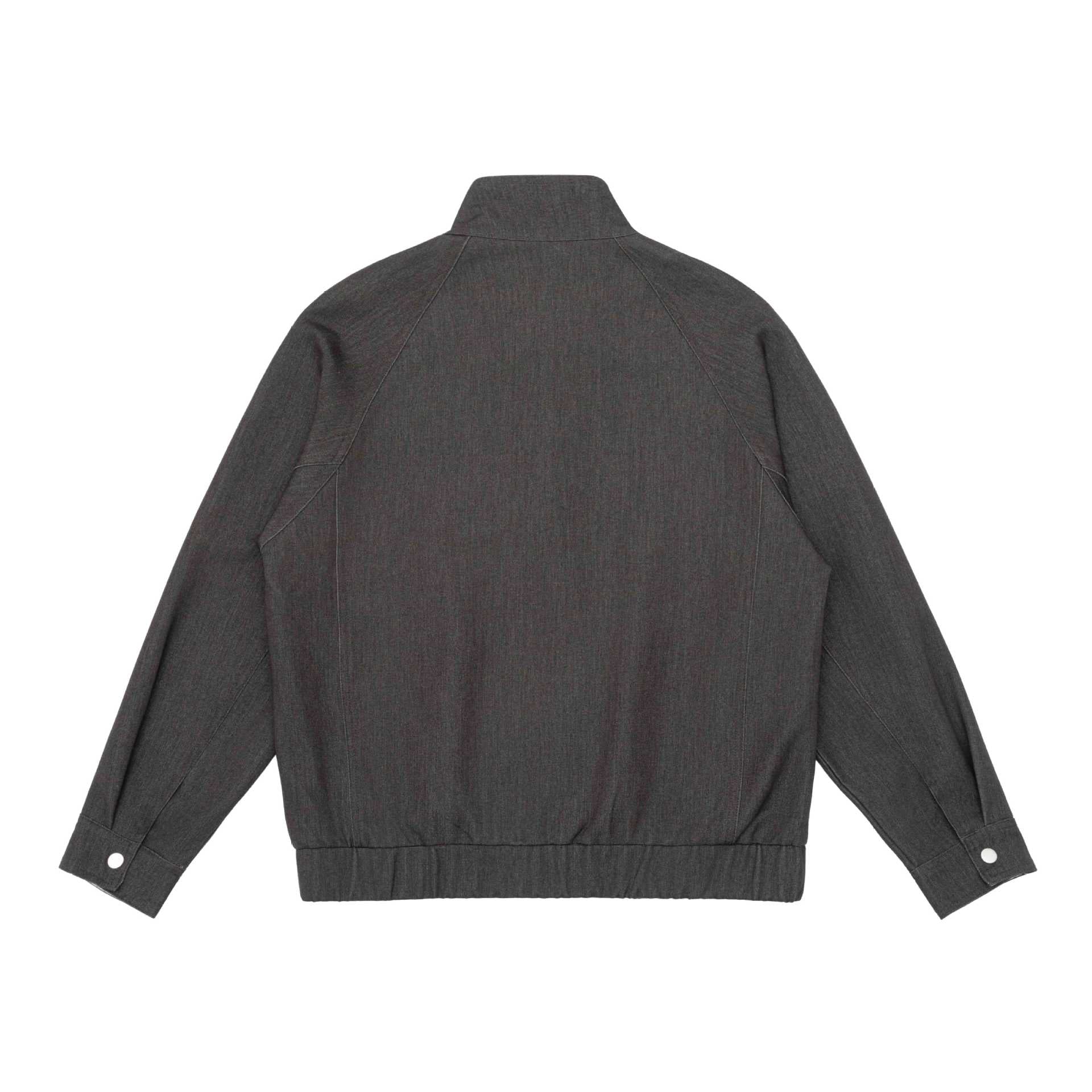 Unisex short jacket in denim mix with quilted division, stand-up collar and concealed zipper Chichicherry