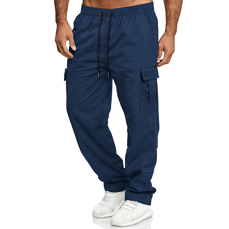 Men's cargo leisure pants with elastic waistband, drawstring, and flap pockets Chichicherry