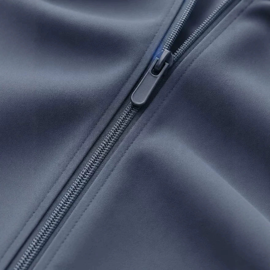Men's Hooded Blouson Lightweight Windbreaker with Ribbed Hem and Concealed Zipper Placket Chichicherry