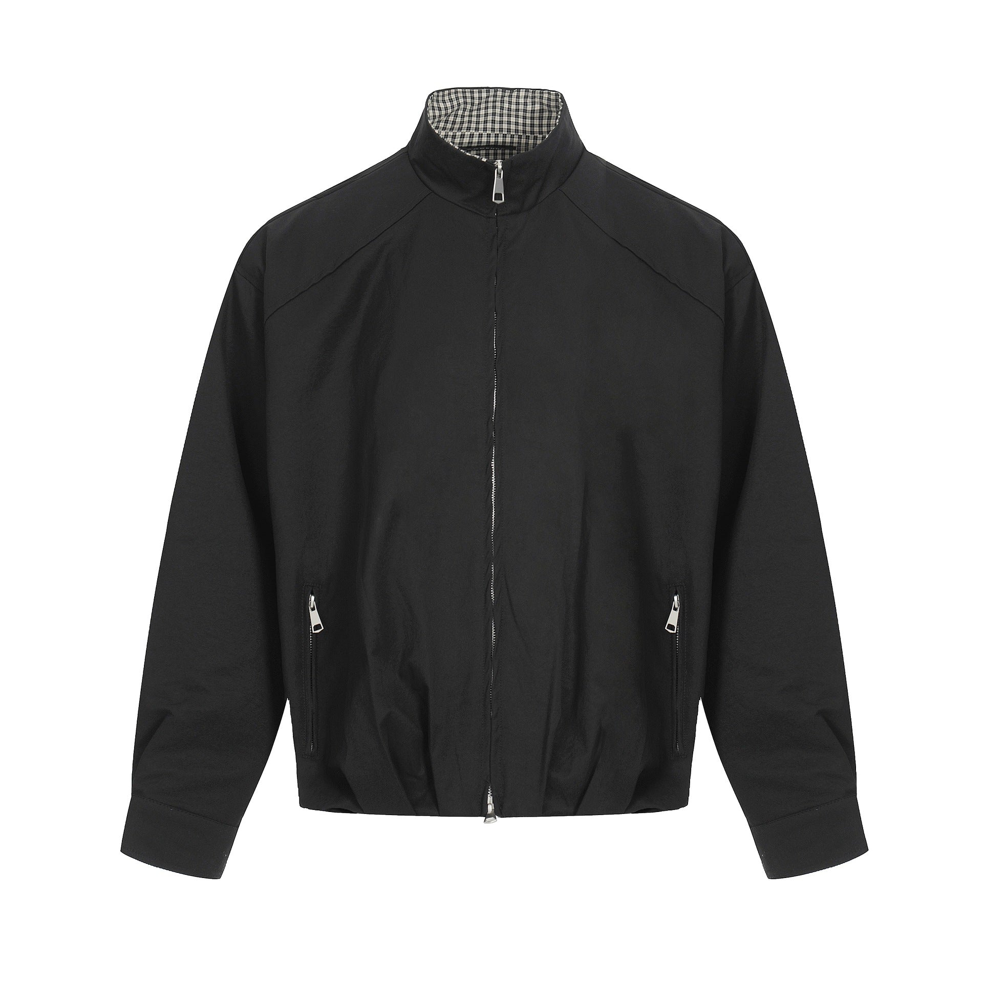 Men's Lightweight Windbreaker Blouson with Funnel Neck and Concealed Zippers Chichicherry