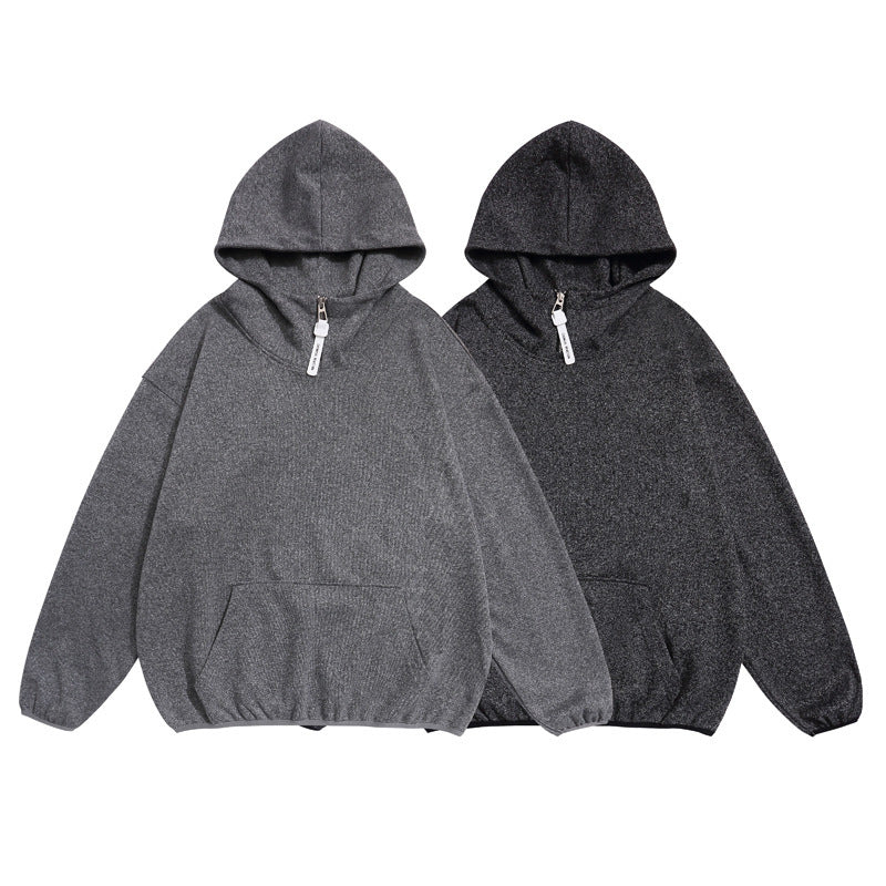 Unisex Cozy Oversized Hoodie with Elastic Hem and Half Zipper Chichicherry