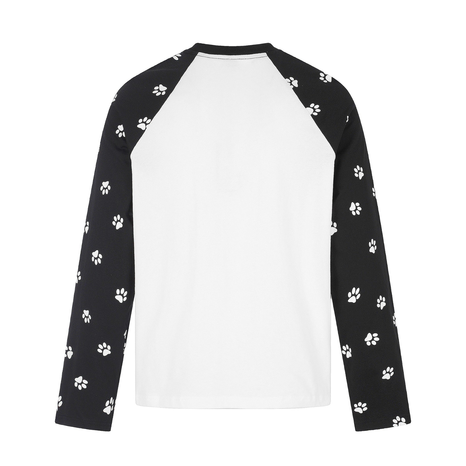 Women’s Long Sleeve Raglan Shirt with Dog Slogan and Paw Print Pattern Chichicherry