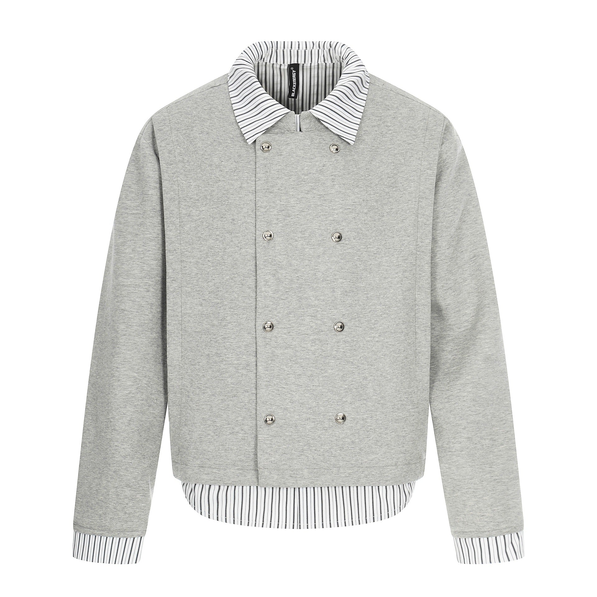 Men's short jacket with double-breasted button placket and shirt collar look Chichicherry