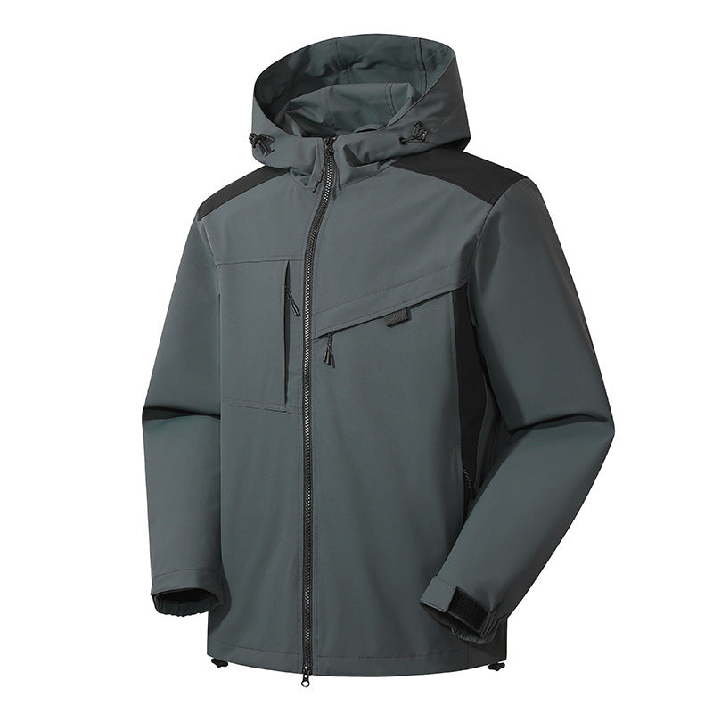 Men's Softshell Outdoor Jacket with Waterproof Membrane and Adjustable Hood Chichicherry