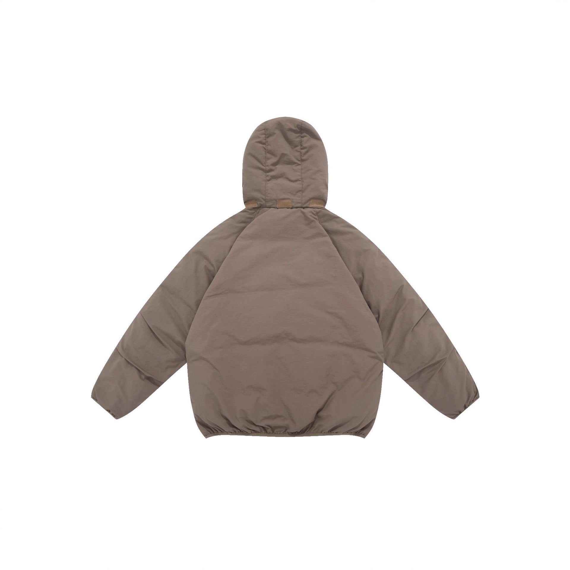 Unisex Voluminous Hooded Insulation Jacket in Boxy Cut with Concealed Zipper Pockets Chichicherry
