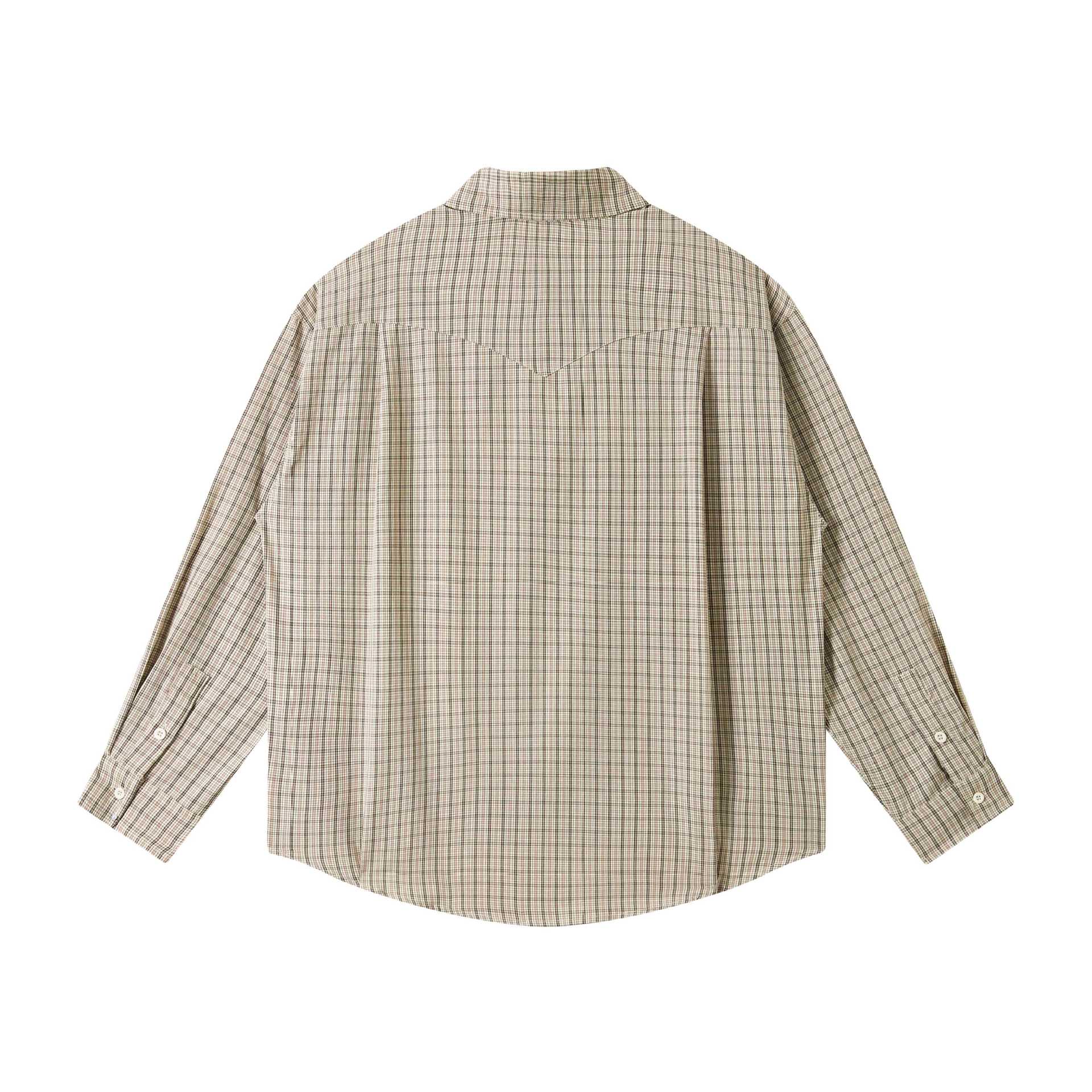 Unisex Oversize Shirt Jacket in Checkered with Button-Down Collar and Chest Pockets Chichicherry