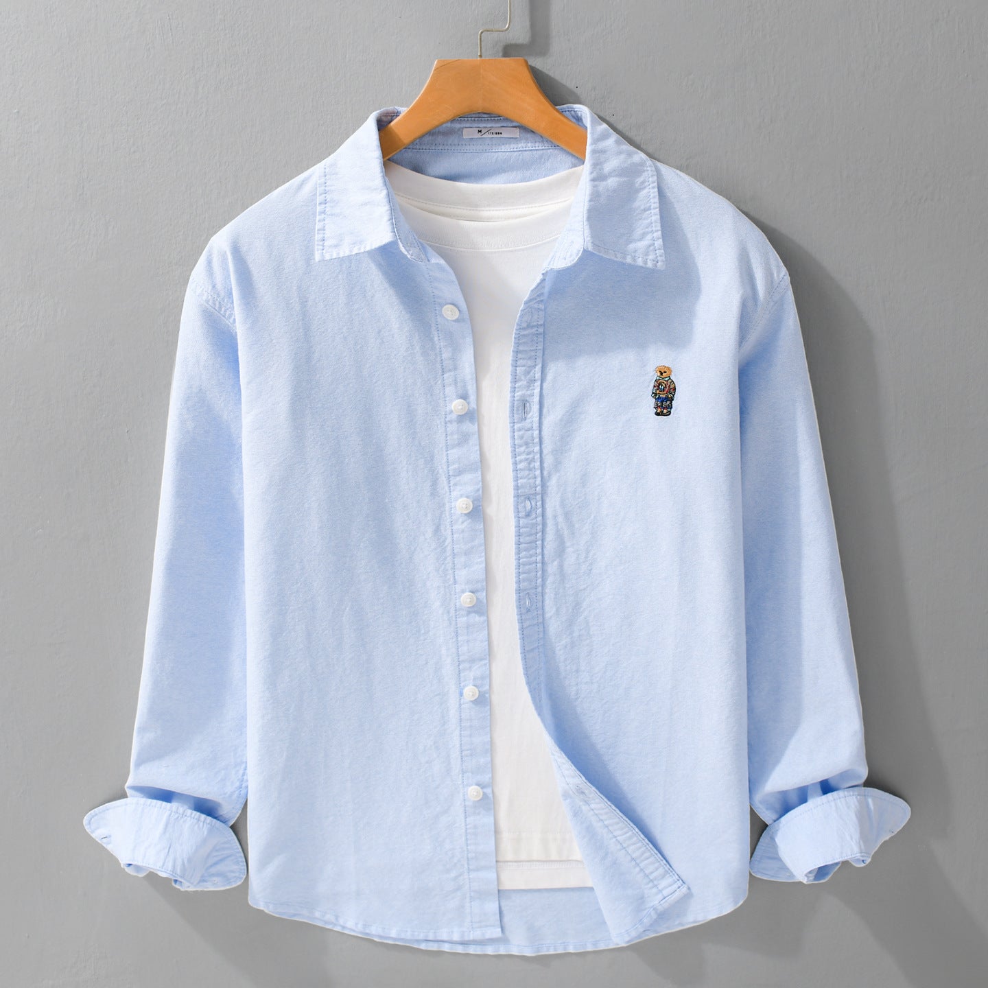 Men's Button-Down Overshirt in Casual-Relaxed Style with tonal embroidery Chichicherry