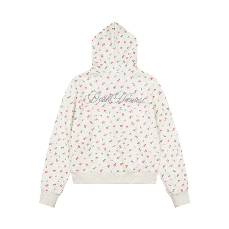 Women's hooded sweatshirt jacket with full-length zipper, decorative cord eyelet detailing and military detail Chichicherry