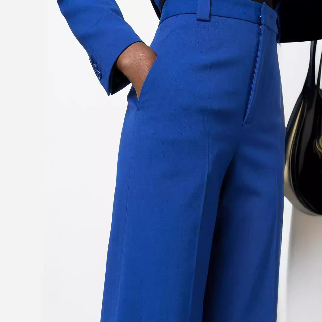 Women High-Waist Wide-Leg Trousers in Tailoring Look Chichicherry