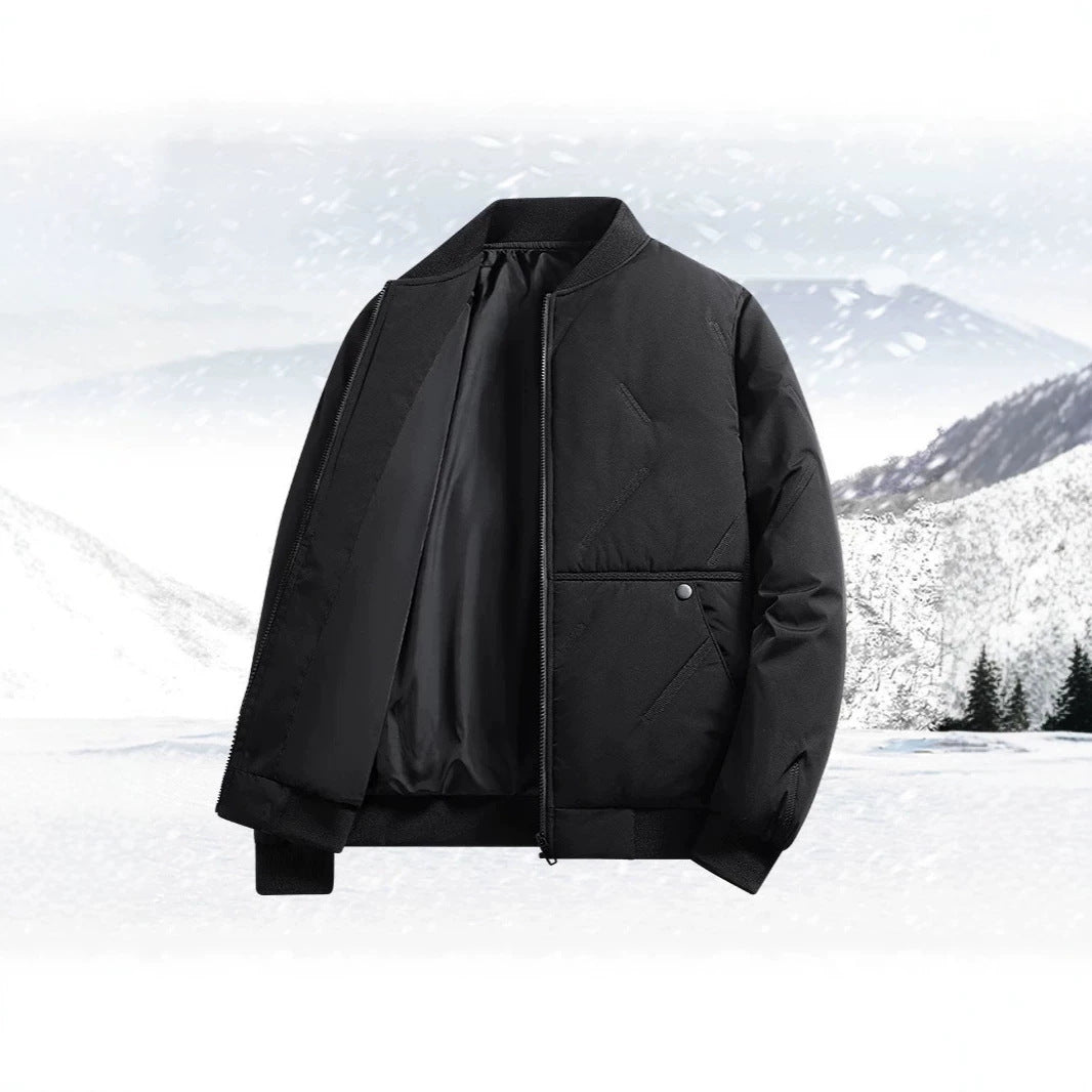 Men's Padded Thermal Bomber Jacket with Stand Collar, Zipper & Insulating Padding Chichicherry