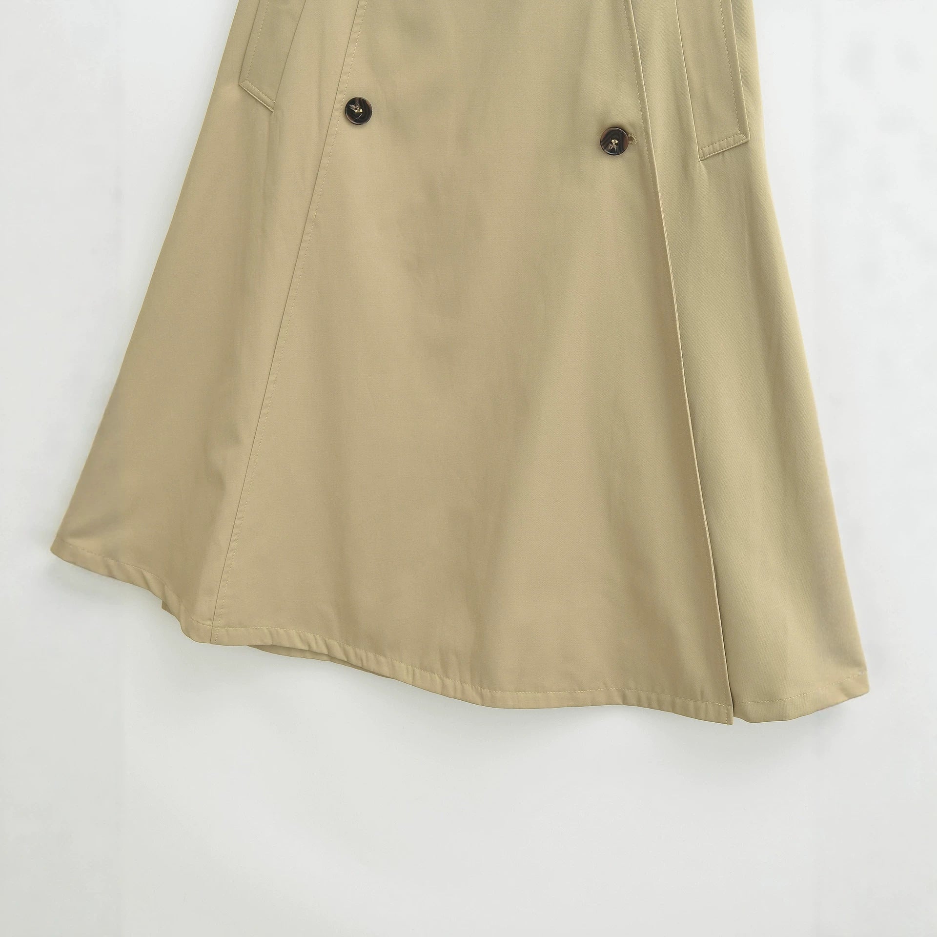 Women's A-Line Trench Skirt with Waist Belt and Decorative Button Placket Chichicherry