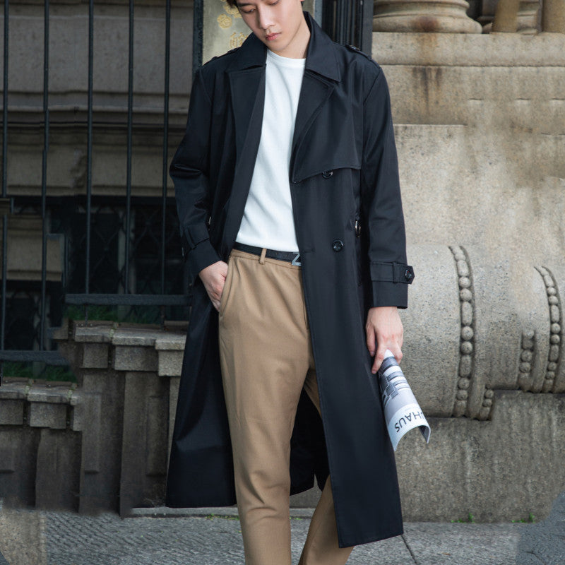 Men's Tailored Trench Coat made of water-repellent twill with double-breasted button placket Chichicherry