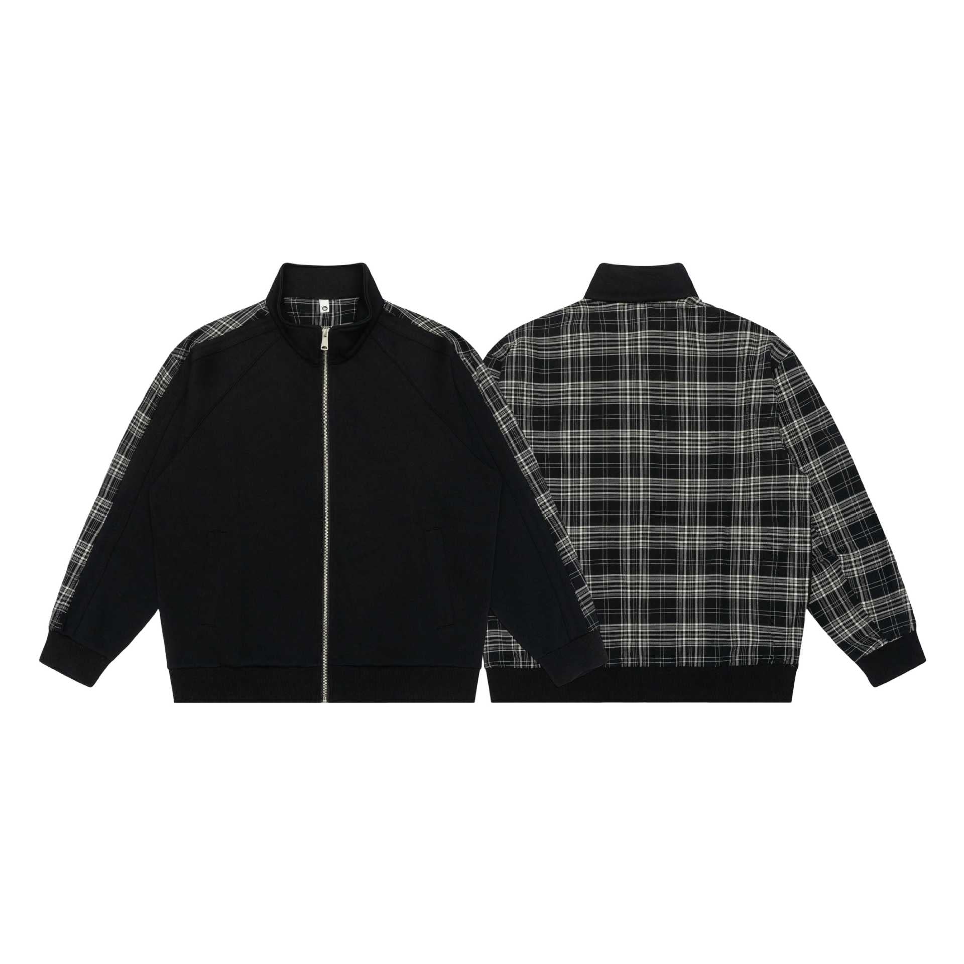 Women's sweat jacket with stand-up collar and checked shoulder stripe Chichicherry