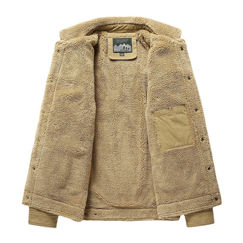 Men's robust canvas work jacket with teddy fleece lining and shirt collar Chichicherry