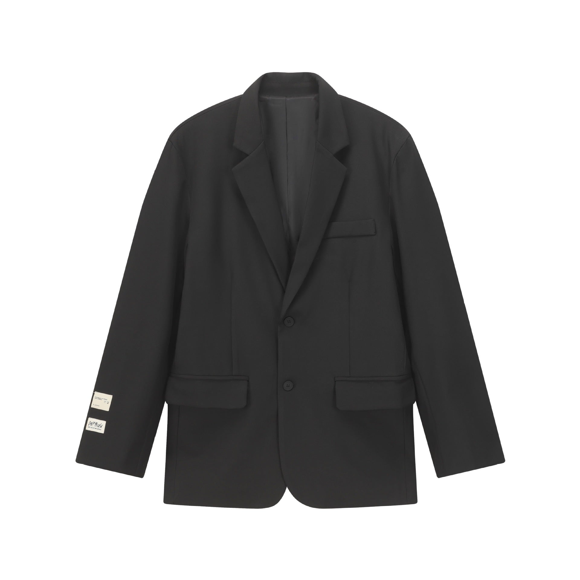 Women Oversized Blazer with Lapel Collar, Two-Button Placket and Flap Pockets Chichicherry