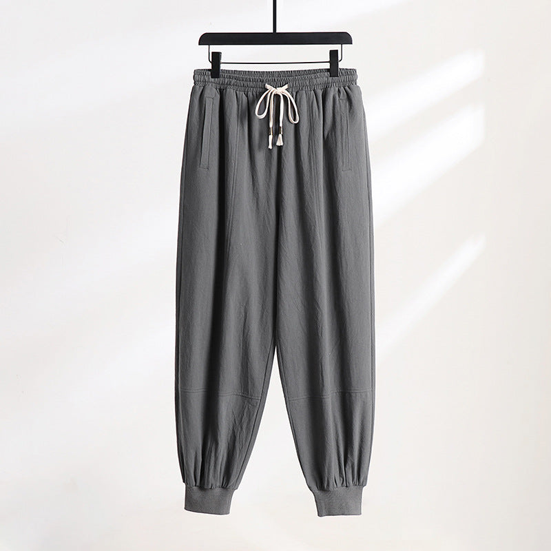 Men's Lightweight Cotton Jogging Pants with Drawstring, Elastic Cuff and Practical Pockets Chichicherry