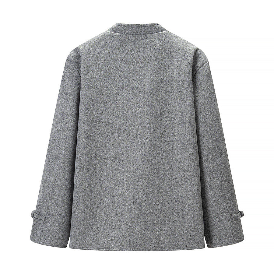 Women Short Wool Coat with Toggle Closures and Oversized Cut Chichicherry