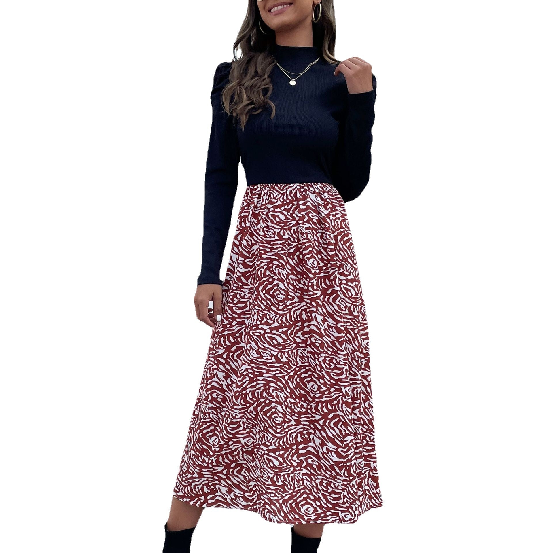 Ladies fine knit long sleeve with stand-up collar and puff sleeves Chichicherry