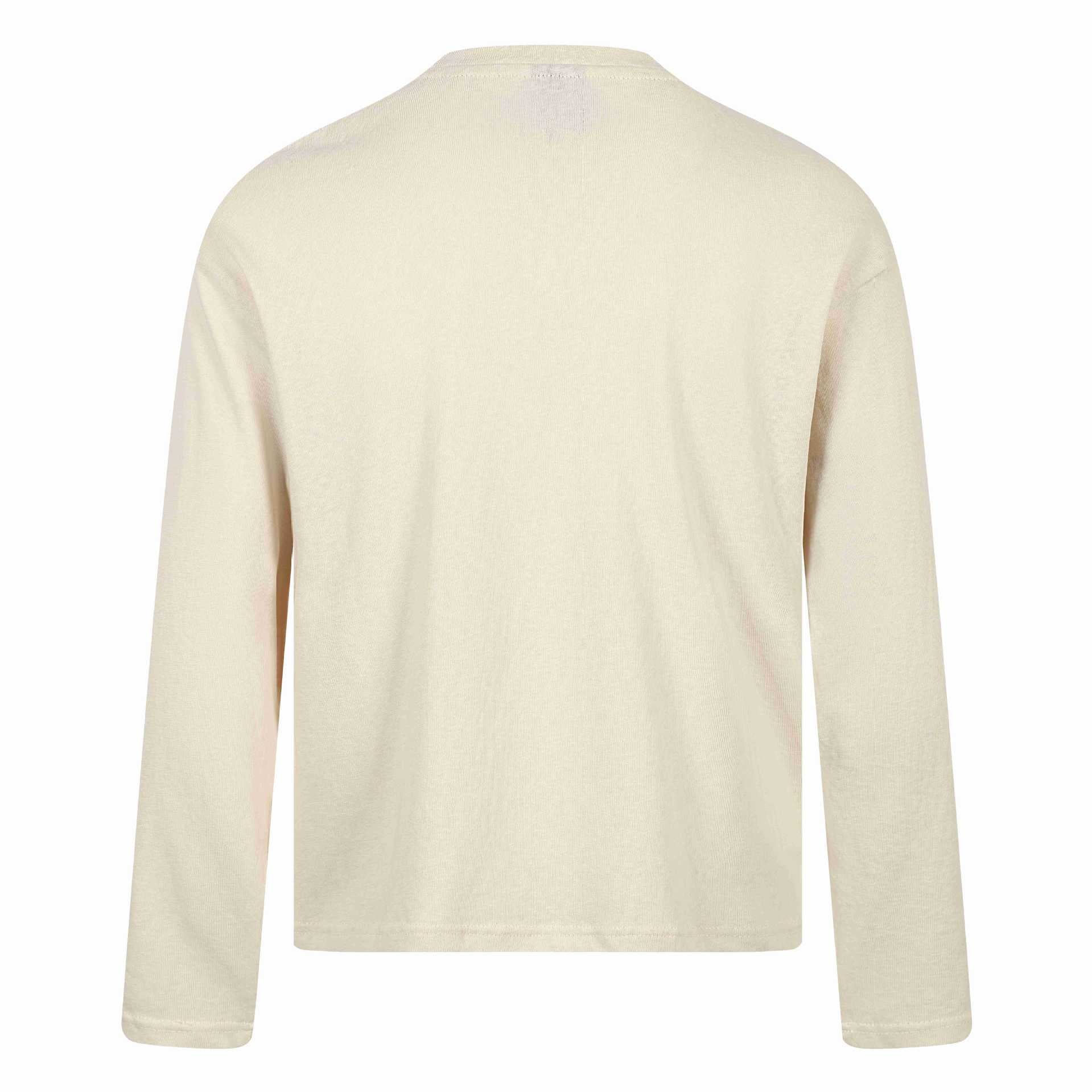 Unisex Relaxed-Fit Long Sleeve Shirt with Floral Illustration Graphic and Ribbed Crew Neck