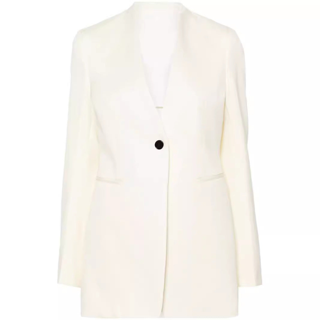 Women Elegant Single-Breasted Long Blazer Set with Wide Palazzo Pants Chichicherry
