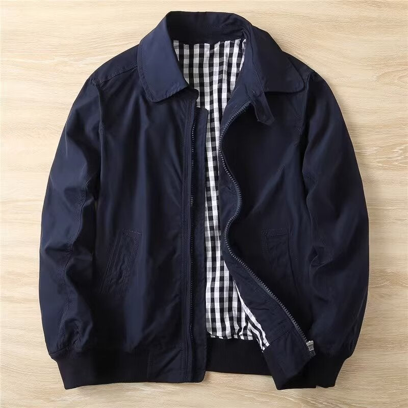 Herren Schlanke Harrington-Jacke im Bomberstil mit Hemdkragen und geripptem Saum Chichicherry