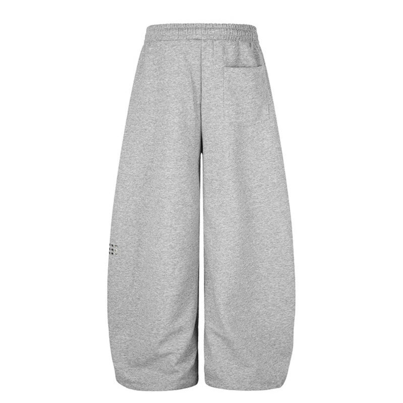 Women's Palazzo Sweatpants in Culotte Style with High Waist, Drawstring, Text Print and Rhinestone Trim Chichicherry