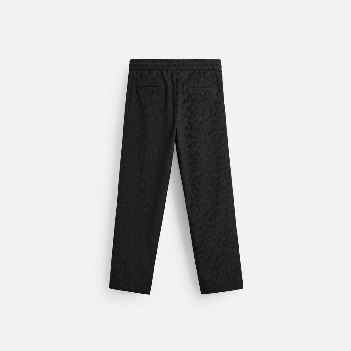 Men's Relaxed, Textured Crinkle Pants with Elastic Waistband and Drawstring Chichicherry