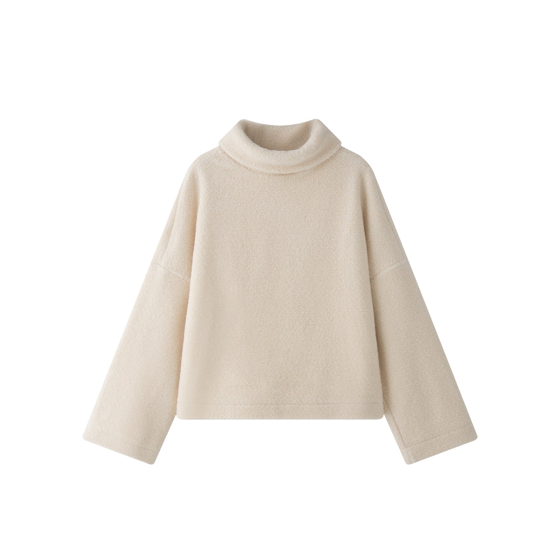 Women Cozy Oversized Teddy Sweater with High Roll Neck Chichicherry