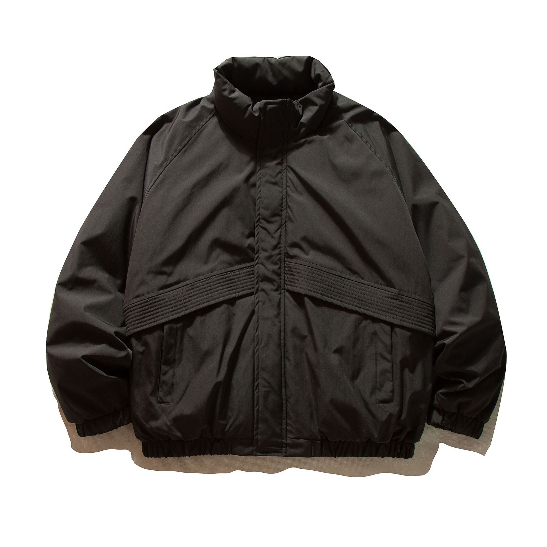 Men's Quilted Boxy Bomber with High Stand Collar and Elastic Hem Chichicherry